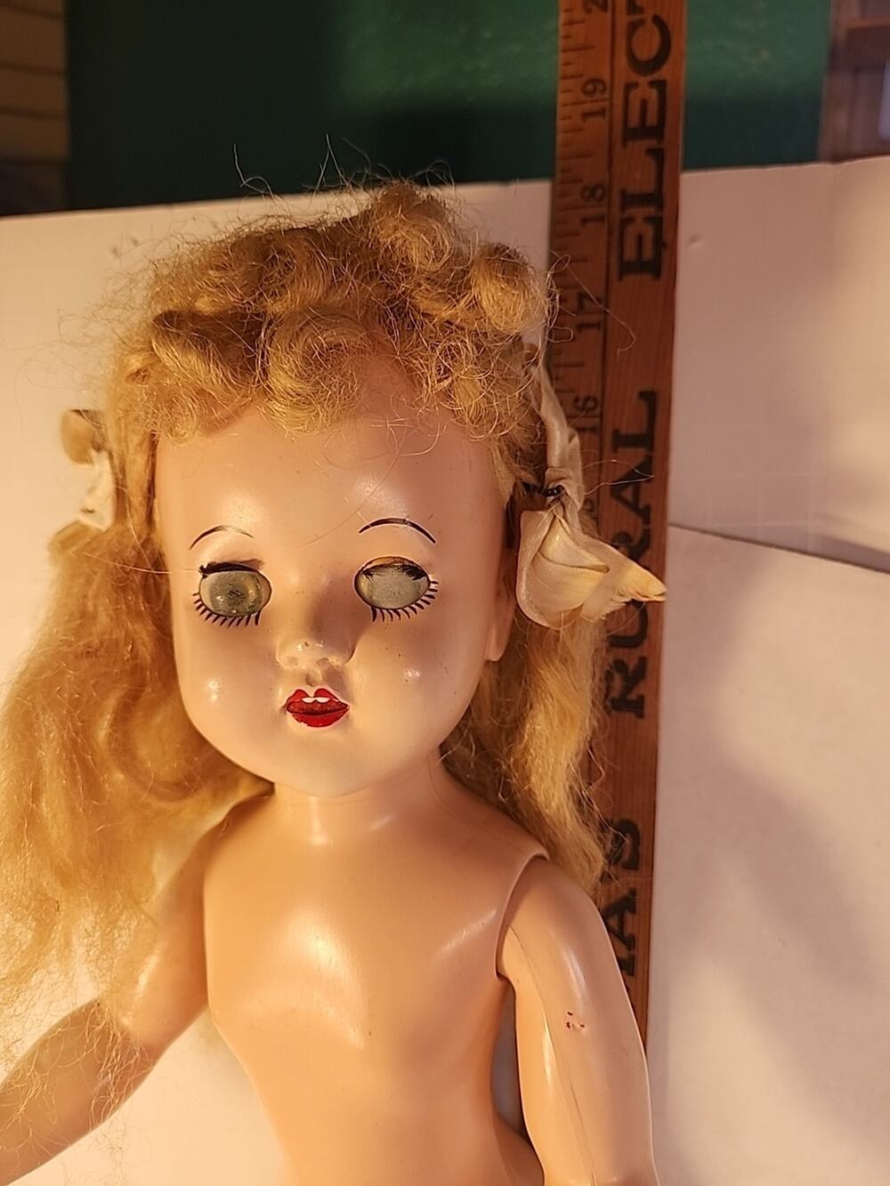 VINTAGE DOLL - 17" TALL Walks Moves Head Open Mouth Teeth Sleep Eyes